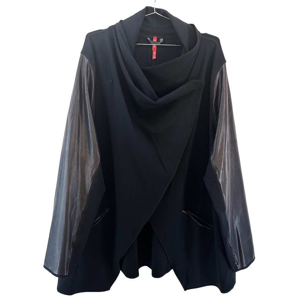 SPANX Faux Leather Drape Front‎ Jacket • 3X • very black